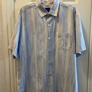 Tommy Bahama Blue and White Striped Casual Shirt